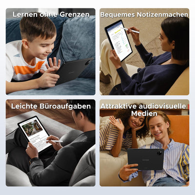 DOOGEE Tab A9+ Android 15 Tablet 11 Zoll, T7200 Octa Core 8580mAh, 20GB RAM+64GB ROM(TF 2TB), 90Hz, 13MP + 5MP Gaming Tablets mit Tastatur, Stift, Maus, Hülle, WiFi 5/WidevineL1/Face ID/OTG, Schwarz