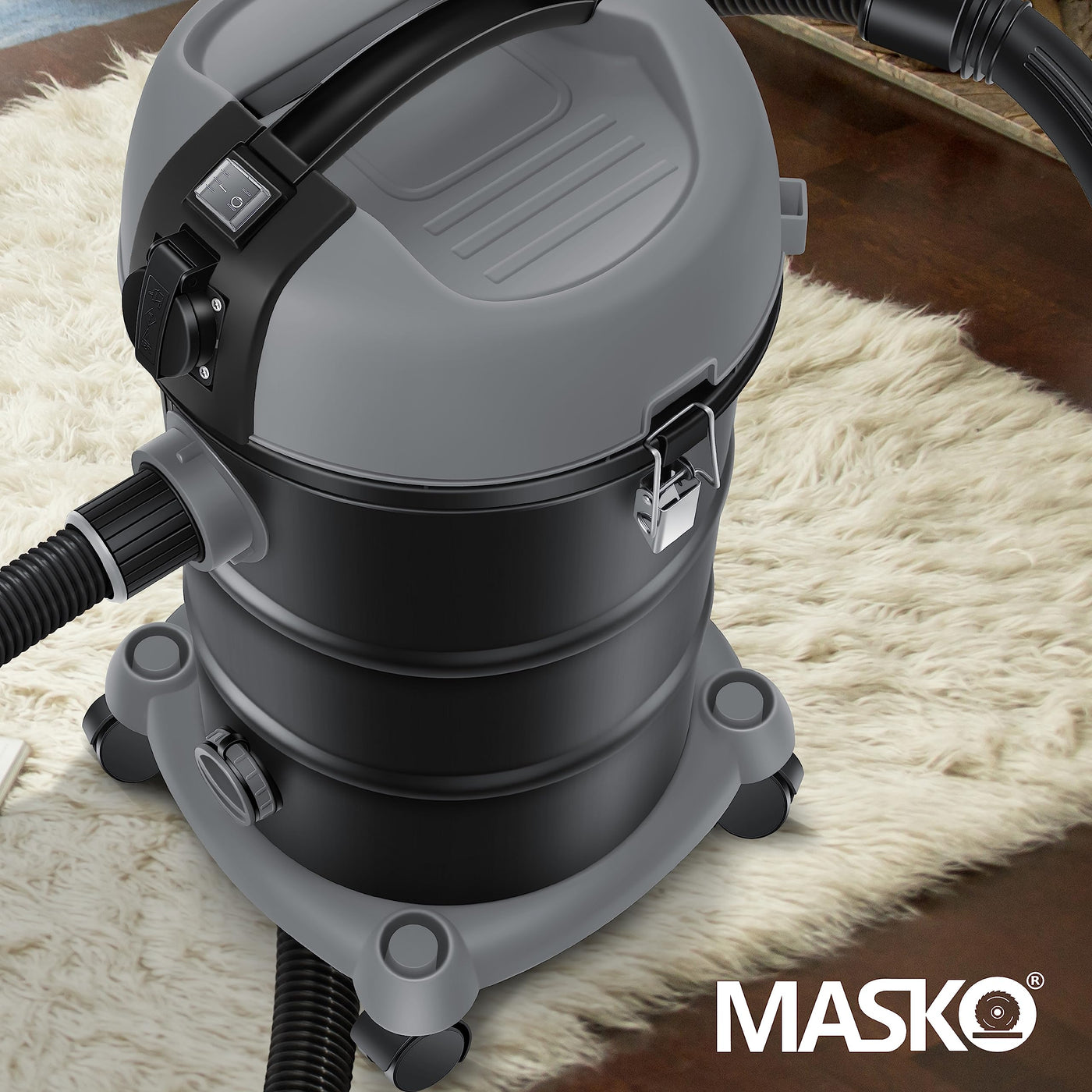 MASKO® Industriestaubsauger Staubsauger Nass Trocken Sauger Edelstahl 2300W + Steckdose | Blasfunktion | Trocken-Saugen & Nass-Saugen | Push&Clean | Industrie-Sauger mit & ohne Beutel | beutellos