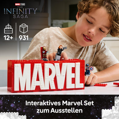 LEGO Marvel: Marvel Logo & Minifiguren - Sammlerstück inkl. Hulk, Thor, Iron Man, Black Widow und Captain America - Bauset mit Avengers Figuren - Geschenk für Jungen und Mädchen ab 12 Jahren 76313