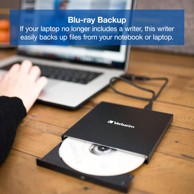 Verbatim Externer Slimline Bluray Writer mit USB 3.0-Kabel, externer DVD und Bluray Brenner, ideal für Notebooks und Computer ohne Laufwerk, Bluray Player & DVD Drive mit kostenloser Bluray Disk