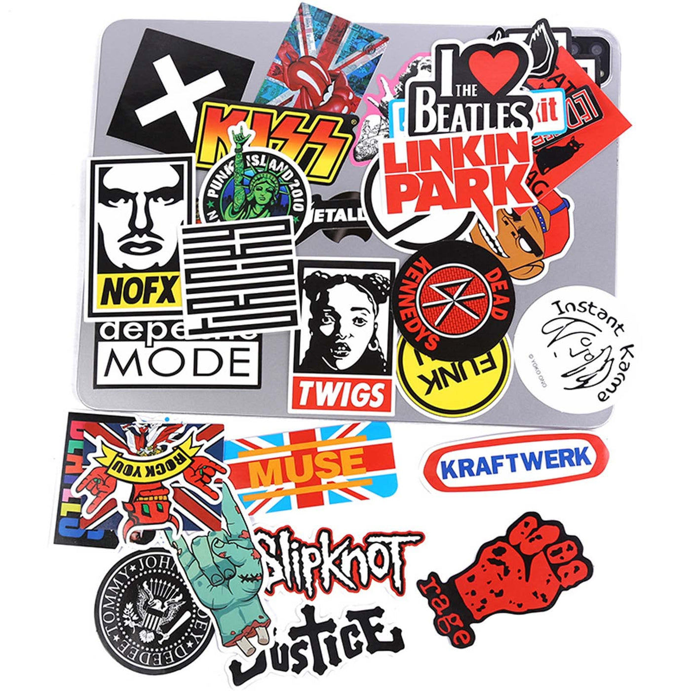 100 Stück Rock Band Punk Aufkleber, Classic Rock Sticker Pack für Erwachsene Cool Metal Punk Musik Aufkleber für Gitarre Laptop Skateboard (ROCK1)