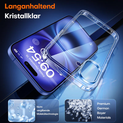 TAURI 5 in 1 für iPhone 16 Plus hülle, Handyhülle für iPhone 16 Plus Case, [Vergilbt Nicht] Schlanke, Stoßfeste Telefon Hülle - Transparent