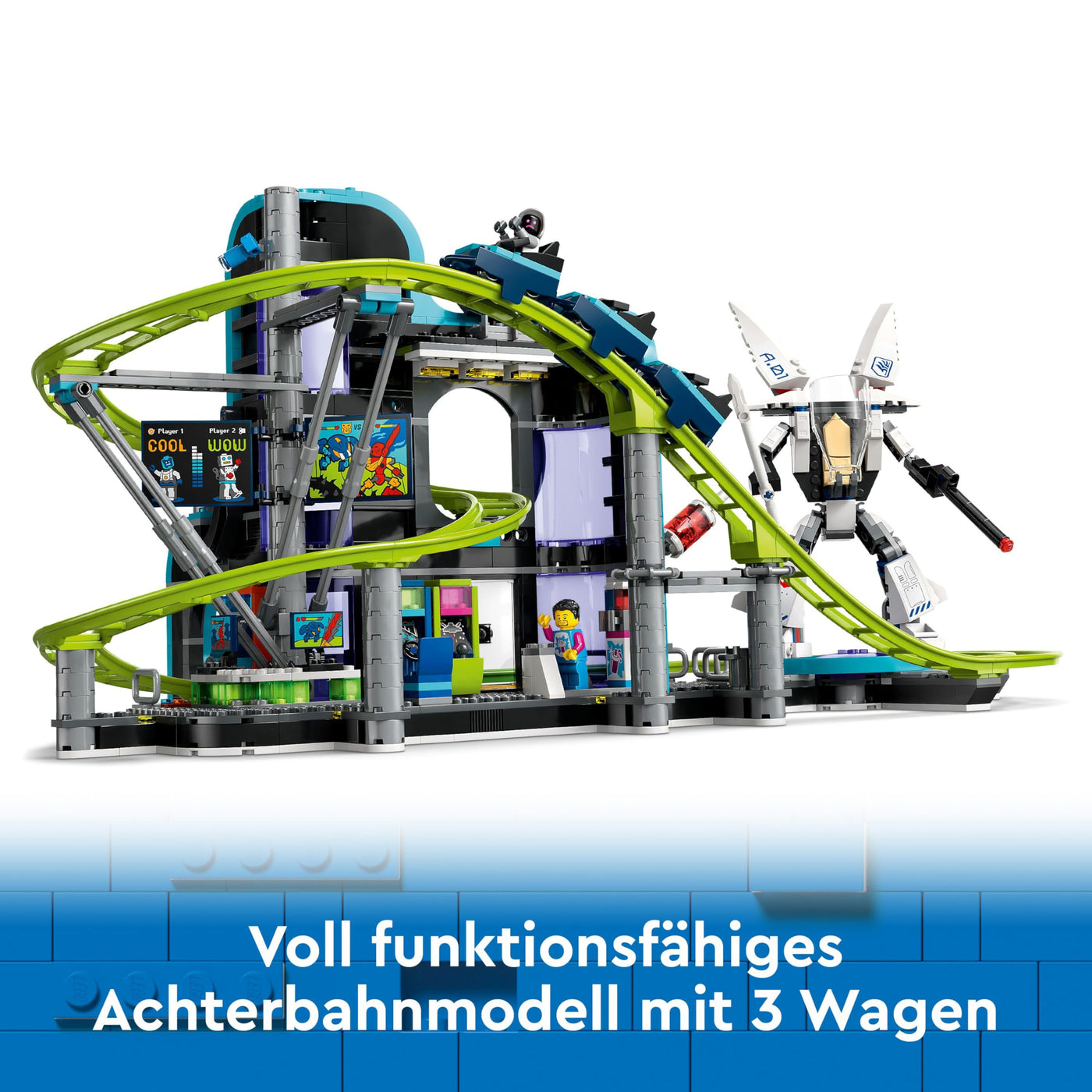 LEGO City Achterbahn mit Roboter-Mech, Spielzeug-Vergnügungspark, Spielset für Jungen und Mädchen ab 8 Jahren, Geschenk für kreative Kinder 60421