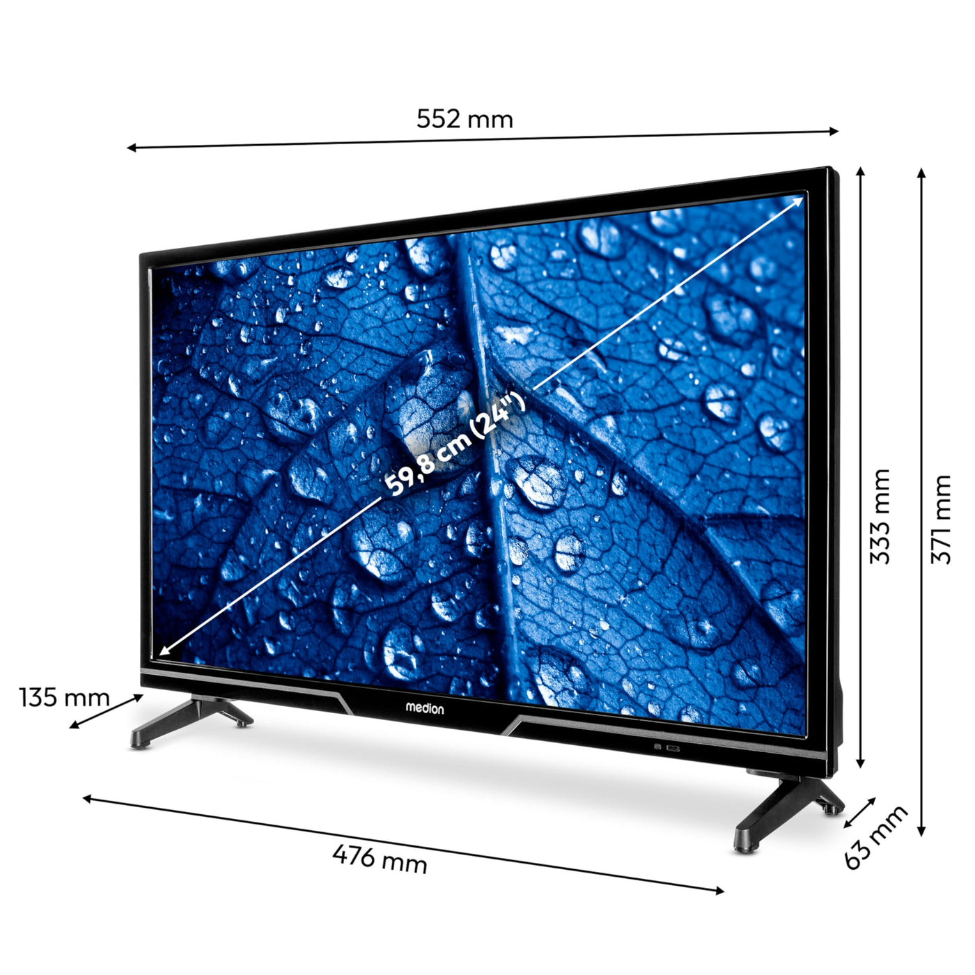 MEDION 59,8 cm (24 Zoll) HD Fernseher (Smart-TV, HDR, VIDAA Store, Netflix, Prime Video, Disney+, DAZN, Paramount+, HbbTV, PVR, Bluetooth, MD 824101)