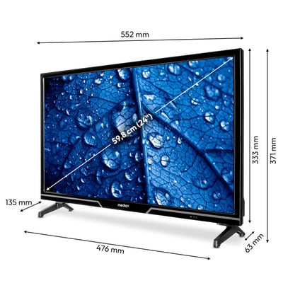 MEDION 59,8 cm (24 Zoll) HD Fernseher (Smart-TV, HDR, VIDAA Store, Netflix, Prime Video, Disney+, DAZN, Paramount+, HbbTV, PVR, Bluetooth, MD 824101)