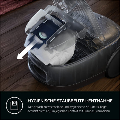 AEG CLEAN 6000 AB61C1OKO ÖKO Staubsauger / hohe Saugleistung / Zusatzdüsen / XL-Räder / Edelstahl-Teleskoprohr / 65% Recyclingmaterial / 12 m Kabel / 750 Watt / Zubehör / grau