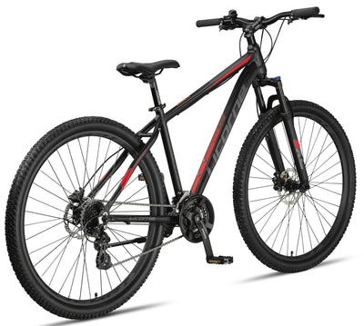 Licorne Bike Diamond Plus – Mountainbike, Shimano 24-Gang Schaltung, hydraulische Scheibenbremsen, verriegelbare Federgabel, Schnellspanner Vorder- & Hinterrad (Schwarz/Rot, 29 Zoll)