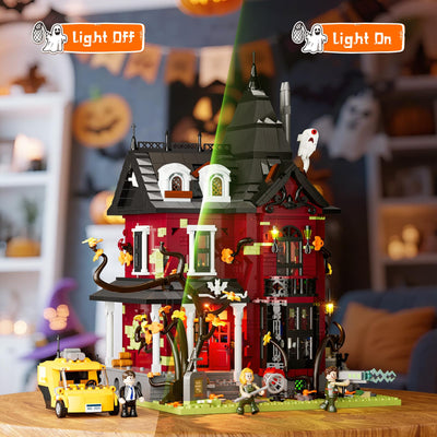 Lumibricks Mitternachtliche Geistervilla Klemmbausteine mit Beleuchtung 2617PCS, Leichten Mängeln in der Bedienungsanleitung – Funktionsfähiges Baustein-Set,L9092
