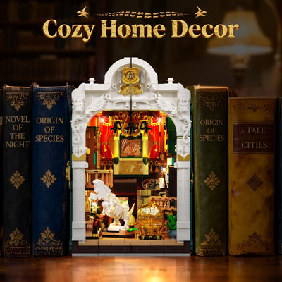 INSOON Dinosauriermuseum Book Nook Bauspielzeugset mit Licht, DIY Booknook Klemmbausteine Baustein Set Haus Dekor, 1500 Stück Miniatur Haus Bauset Geschenk für Erwachsene Kinder Mädchen Jungen 12+