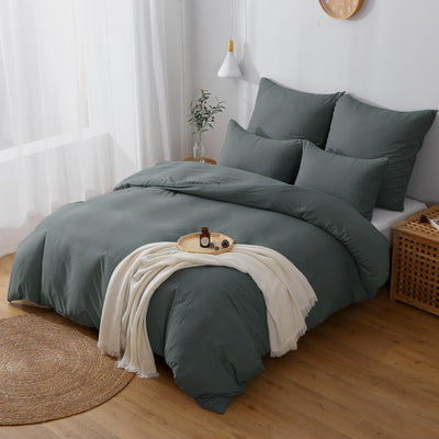 TOCOMOA Bettwäsche 155x220 2teilig Anthrazit, Bettwäsche-Sets Mikrofaser ÖKO-TEX Zertifiziert, Bettbezug und Kissenbezug 80x80cm mit Reißverschluss Weich und Bügelfrei