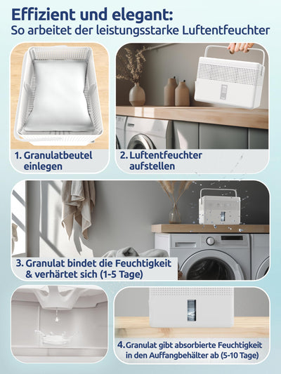 BonAura® AirOne Max Luftentfeuchter ohne Strom bis 33m² I 360° Belüftung I Raumentfeuchter mit Ausgießer & 980g Luftentfeuchter Granulat I Schimmel- und Geruchsschutz I Raum Entfeuchter Keller