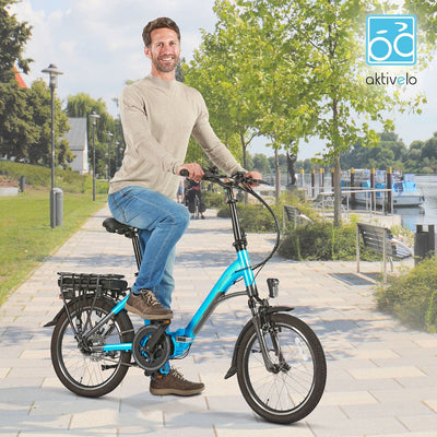 aktivelo E-Bike Klapprad 20 Zoll, Elektrofahrrad klappbar, Faltrad, E Bike Herren, E Bike Damen, 250W Ananda Mittelmotor, 36V/10,4Ah Lithium-Ionen-Akku,7-Gang, Schiebehilfe