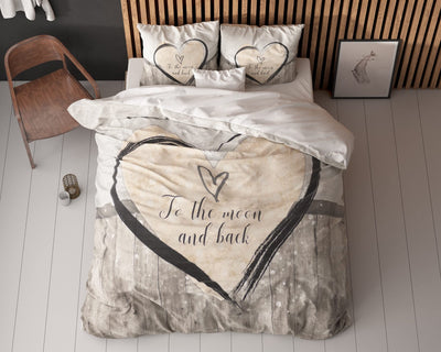 Sleeptime Bettwäsche 4teilig 135cm x 200cm 4teilig braun - Love - weich & bügelfrei Bettbezüge mit Reißverschluss - Bettwäsche Set mit 2 Kissenbezüge 80cm x 80cm