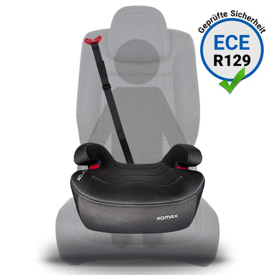 XOMAX XL-313 Kindersitz mit ISOFIX und Gurtfuhrung I mitwachsend 15-36 kg, ca. 3-12 Jahre, Korpergroße von 125–150 cm, Gruppe 2/3 I Bezug abnehmbar und waschbar I ECE R129 I dunkelgrau