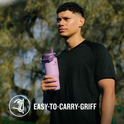 Stanley IceFlow Flip Straw Trinkflasche mit Strohhalm 0.89L - Thermosflasche Hält 12+ Stunden Kalt - Auslaufsicher - Trinkflasche Sport - Wasserflasche BPA Frei - Spülmaschinenfest - Lilac