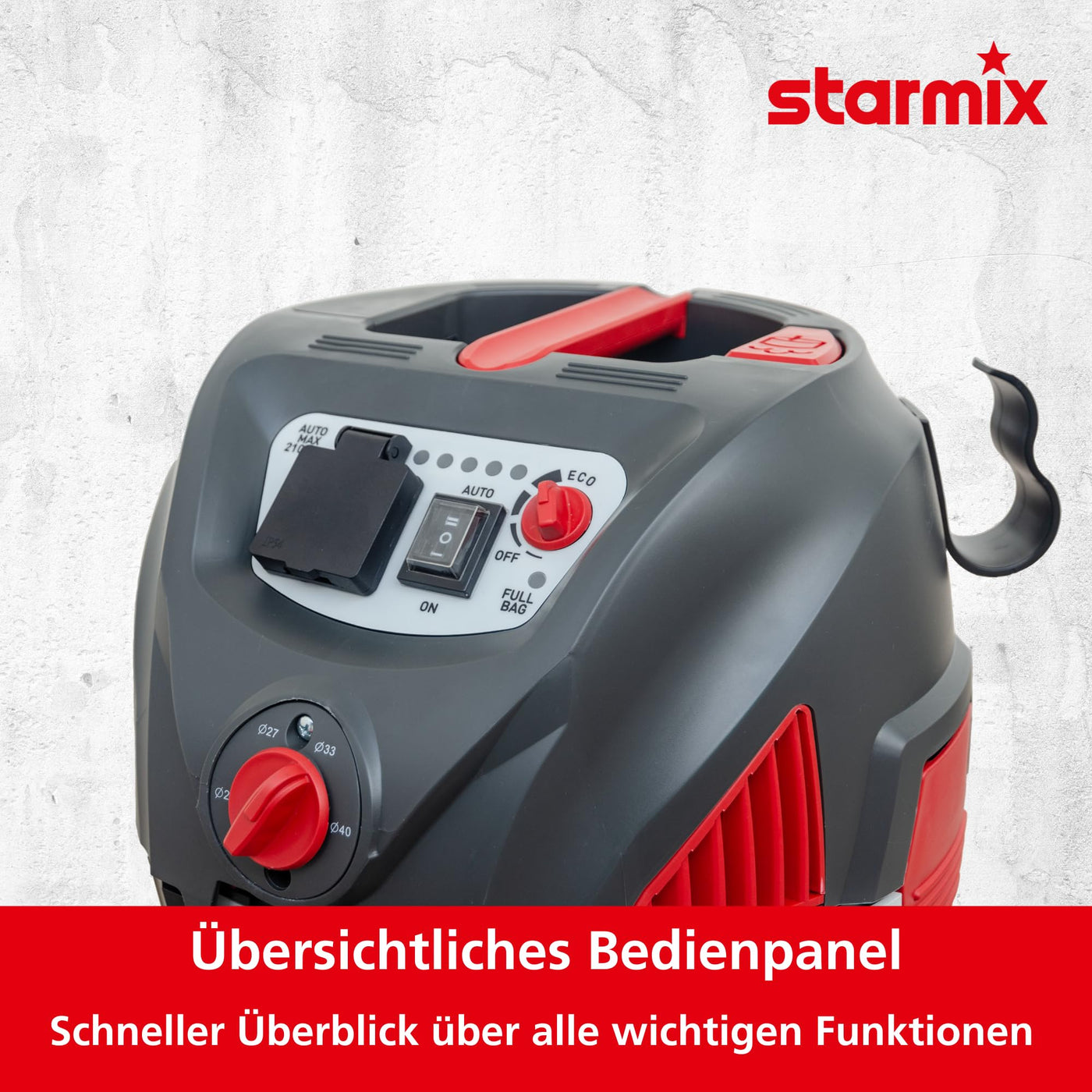 Starmix Nass-Trockensauger Energetic APDM-1430 (Sauger/Universalsauger mit max. 1.400 Watt, 220 mbar, 30-l-Behälter, PressClean Filterabreinigung, Staubklasse M) 110042