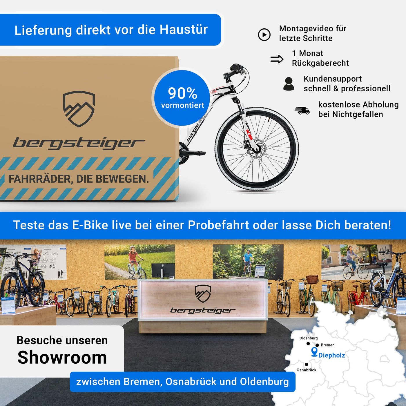 Bergsteiger Kodiak 26 Zoll, 29 Zoll Mountainbike, Scheibenbremse, Shimano 21 Gang-Schaltung, Vollfederung, Fully MTB für Jungen, Mädchen, Damen & Herren