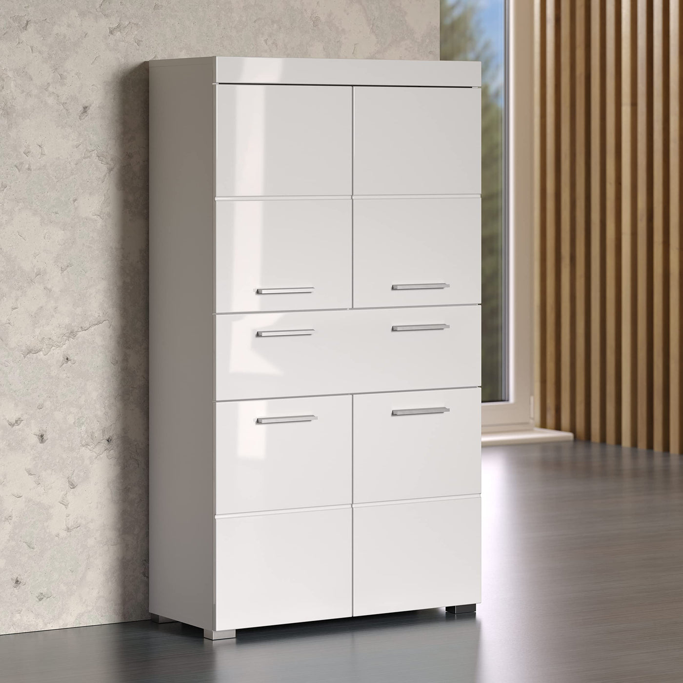 trendteam smart living - Hochschrank Schrank - Bad - Amanda - Aufbaumaß (BxHxT) 73 x 130 x 31 cm - Farbe Weiß Hochglanz - 139310701