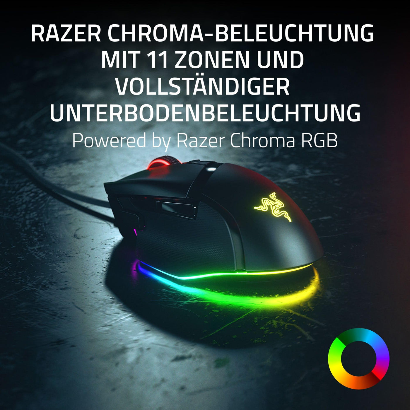 Razer Basilisk V3 35K - Vollständig anpassbare ergonomische kabelgebundene Gaming-Maus - Focus Pro 35K Sensor (HyperScroll Tilt Wheel, 11-Zonen-Beleuchtung, optische Mausschalter Gen-3) Schwarz