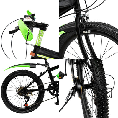 20 Zoll Mountainbike aus Kohlenstoffstahl mit Bremssystem, Premium Mountainbike Fahrrad mit Wasserbecher-Halter und Schutzbleche, MTB Fahrrad für Herren und Damen (Maximale Tragfähigkeit: 85 kg)