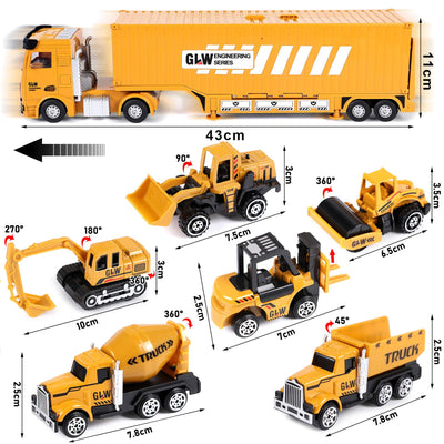 Baufahrzeuge Kinder groß LKW Fahrzeug Spielzeug Geschenke ab 2 3 4 5 Junge Geschenkideen mit Kran Bagger Dampfwalze Planierraupe Lastwagen Betonmischer Konstruktionsfahrzeuge Spielzeug Kinder Jungen