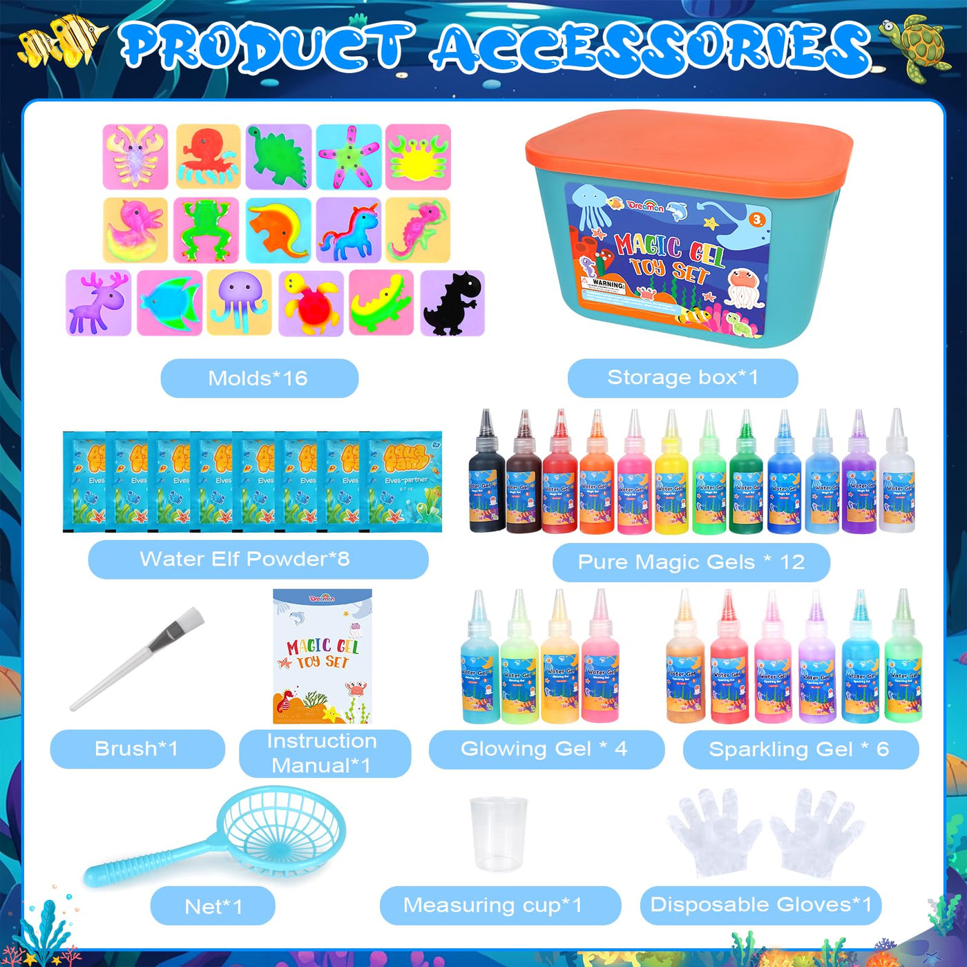 Dreamon Magic Water Gel Toy Kit, DIY 3D Magisches Wassergel-Spielzeug, Aqua Gelz Set mit 22 Farben & 16 Formen, Kreatives Spielzeug Geschenk für Kinder ab 3+, Jungen und Mädchen