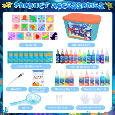 Dreamon Magic Water Gel Toy Kit, DIY 3D Magisches Wassergel-Spielzeug, Aqua Gelz Set mit 22 Farben & 16 Formen, Kreatives Spielzeug Geschenk für Kinder ab 3+, Jungen und Mädchen