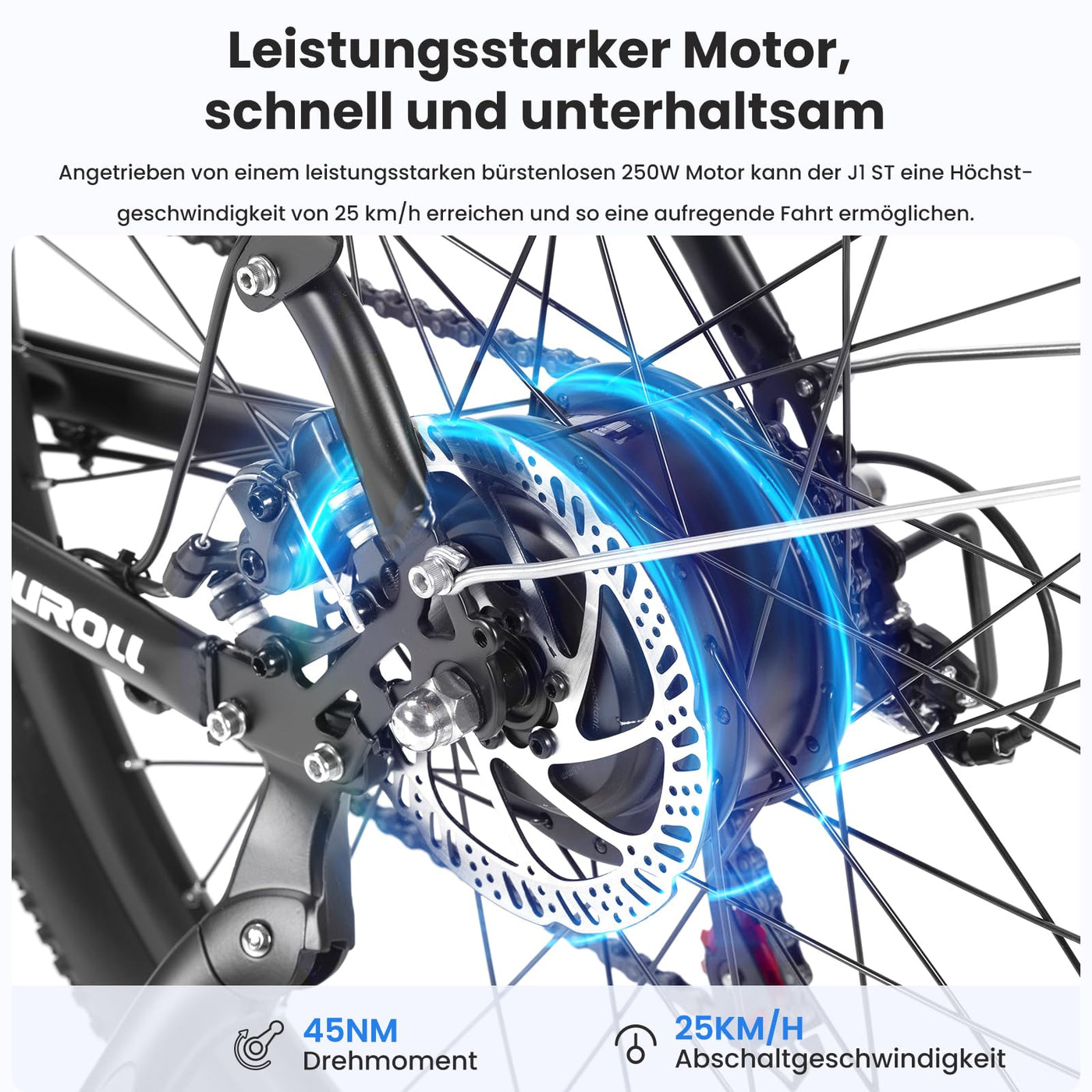 Touroll 27,5 Zoll E Bike, Elektrofahrrad E-Bike Herren Damen mit 36V 15.6Ah 561.6Wh Akku, Bis zu 100KM, 250W Motor, E-Fahrrad mit 7-Gang-Getriebe, Pedelec Citybike EBike für Trekking J1 ST