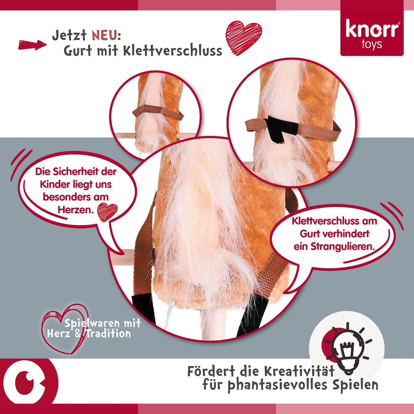 Knorrtoys 40102 - Steckenpferd "Blacky", Schwarz, 45 cm