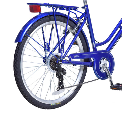 Wildtrak - Stahl-City-Bike, Erwachsene, 26 Zoll, 6-Gang, Shimano-Schaltung - Dunkelblau