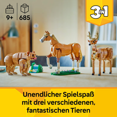 LEGO Creator 3in1 Prächtiges Ross - Kinder Spielzeug Tiere - Tierfigur verwandelt Sich in EIN Bären- oder Hirschmodell – Kreatives Geschenk für Mädchen und Jungen ab 9 Jahren – 31166