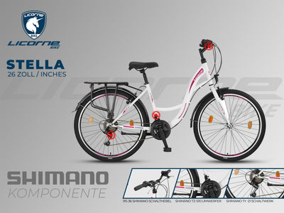 Licorne Bike Stella Premium City Bike in 24,26 und 28 Zoll - Fahrrad für Mädchen, Jungen, Herren und Damen - 21 Gang-Schaltung - Hollandfahrrad Citybike (Weiss, 24.00)