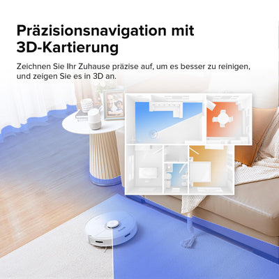 roborock Q7 Max Saugroboter mit Vollgummibürste, 4200Pa Saugkraft, Staubsauger Wischroboter PreciSense-LiDAR-Navigation & 3D Mapping, Teppiche, Tierhaare, App/Alexa (Weiß)