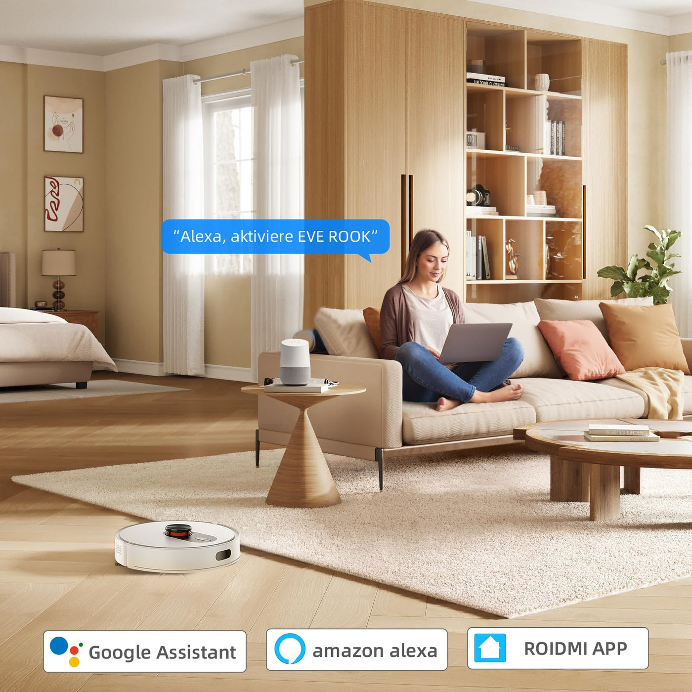 ROIDMI EVE ROOK Saugroboter mit Wischfunktion Absaugstation - 5000Pa Staubsauger Roboter Wisch LiDAR-Navigation Selbstreinigung Automatisch 75 Tage App Sprachsteuerung für Tierhaare Teppiche Hartboden