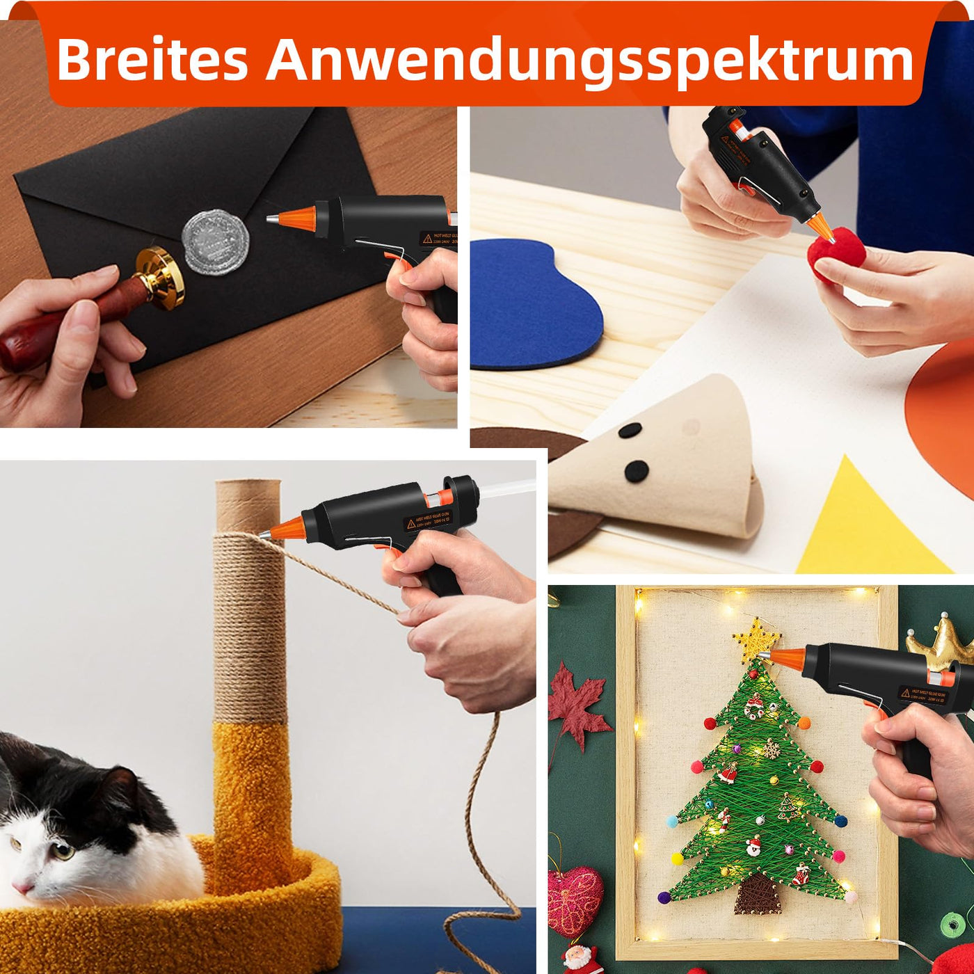 Crenova Feuerfest Heißklebepistole Klebepistole + 60 Mini Heißklebesticks Transparente Klebesticks für DIY Kleine Handwerk und schnelle Reparaturen in Haus & Büro, 20Watt Klebepistolen