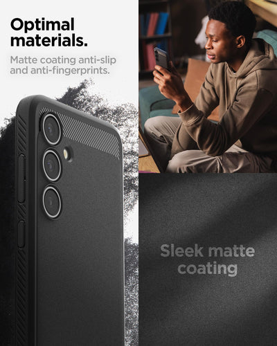 Spigen Rugged Armor Hülle Kompatibel mit Samsung Galaxy S24 FE -Schwarz