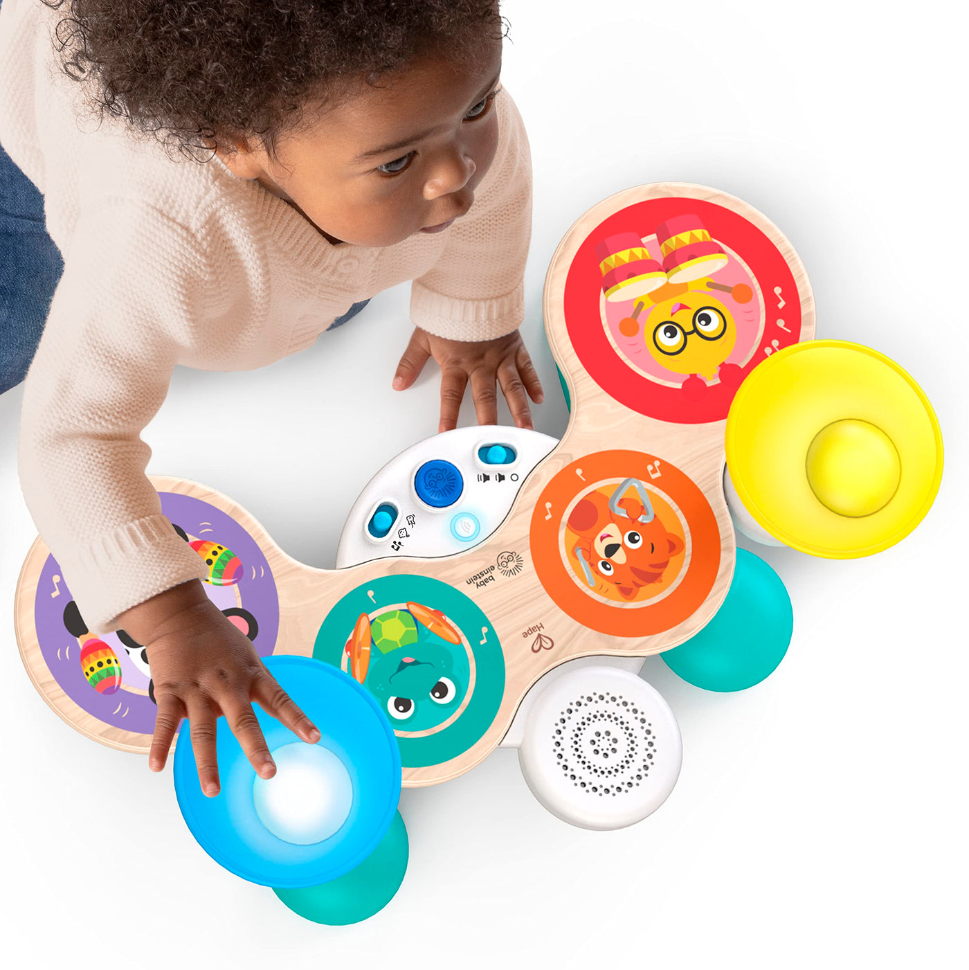 Baby Einstein, Together in Tune, Connected Magic Touch, Holz Schlagzeug, Musikinstrumente, 4 Spielmodi und 10 Melodien, Lautstärkeregler, Holzspielzeug für Kinder, ab 12 monat