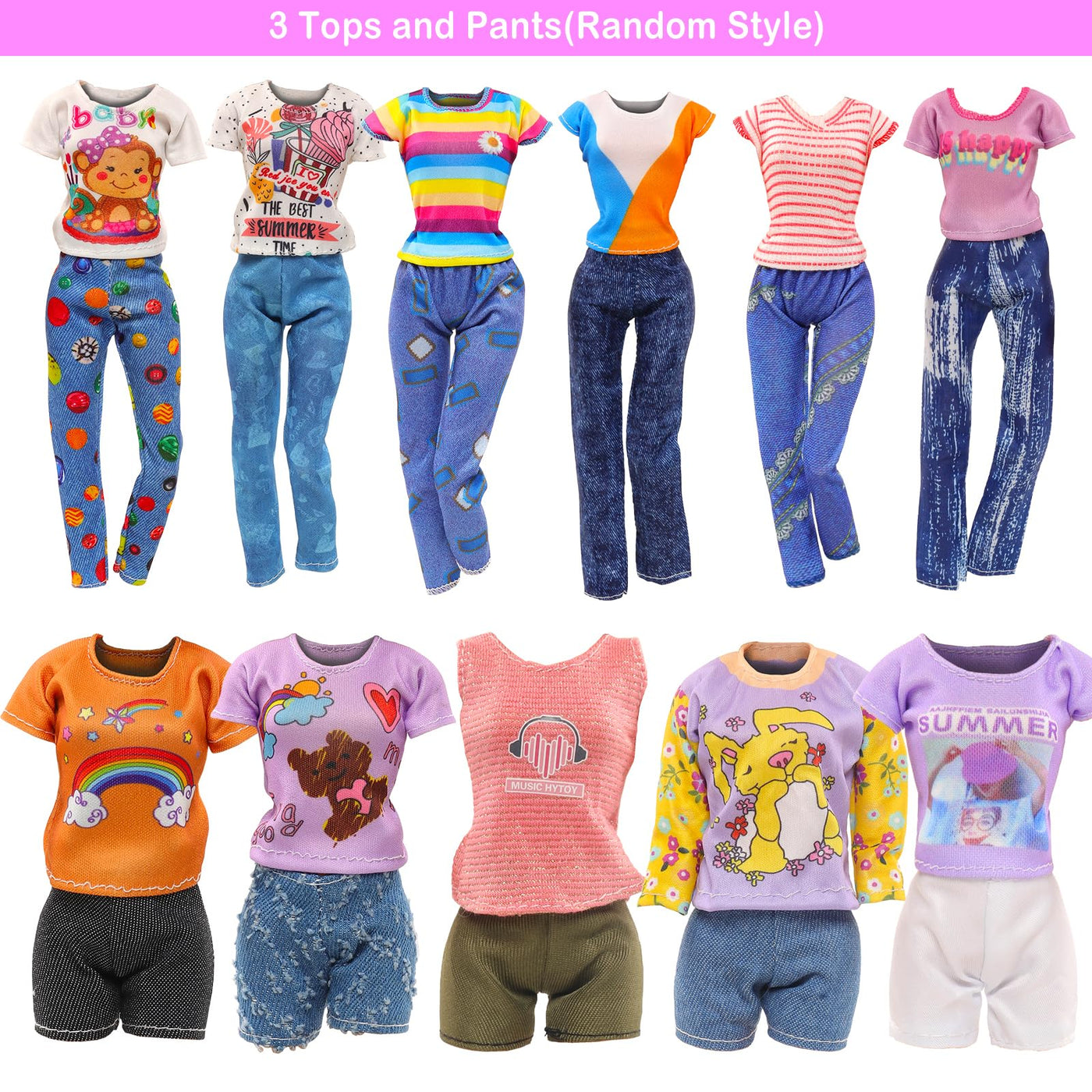 Miunana 15 Kleidung für Puppen = 9 Fashion Kleider 3 Tops 3 Hosen für 11,5 Zoll Mädchen Puppen Geschenk