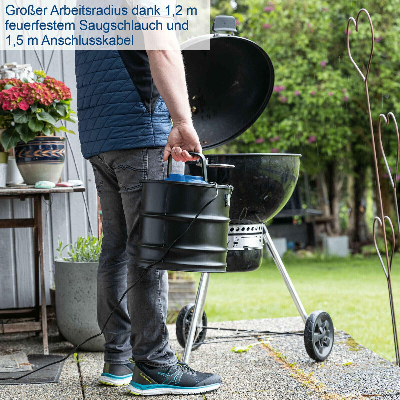 Scheppach Aschesauger GKS20 Kaminsauger mit 1200W und 18 kPa Saugleistung | 20L Fassungsvermögen | robuster Metallbehälter | großer Arbeitsradius Dank 1,2m Schlauch und 1,5m Anschlusskabel