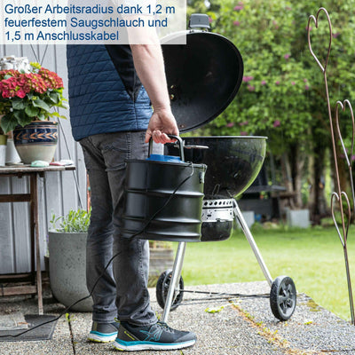 Scheppach Aschesauger GKS20 Kaminsauger mit 1200W und 18 kPa Saugleistung | 20L Fassungsvermögen | robuster Metallbehälter | großer Arbeitsradius Dank 1,2m Schlauch und 1,5m Anschlusskabel