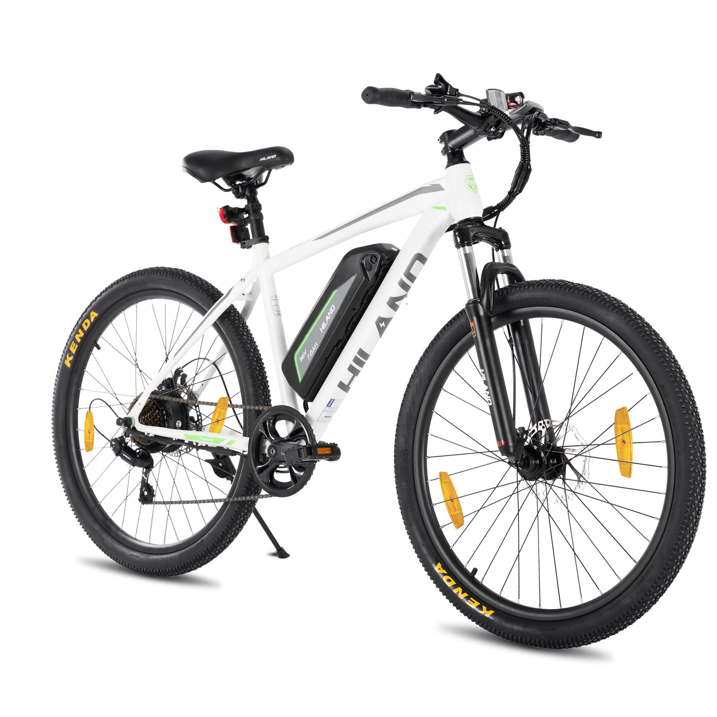 Hiland 26 Zoll Elektrofahrrad, 7 Gang 250W Motor E-Bike für Männer Frauen, Herren und Damen Elektro-Mountainbike mit Scheibenbremsen, 36V 7.8Ah Akku E-MTB, Weiß