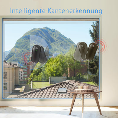 Tosima W2 Fensterputzroboter 3800PA, Fensterputzer Elektrisch- mit Dreifachem Sicherheitssystem, Intelligenter Navigation, Fernbedienung, für Alle Glatten Oberflächen, mit 12 Tüchern （6 Paare）