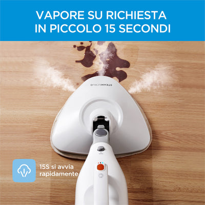 Midea MSM2115WW Dampfbesen, 10 in 1 Dampfreiniger, tötet 99,9% der Bakterien ohne chemische Rückstände, erfüllt verschiedene Reinigungsszenen; Weiß und Silber