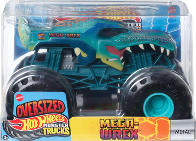 Hot Wheels Monster Trucks, Oversized Monster Truck, Die-Cast-Spielzeugtruck im Maßstab 1:24 mit riesigen Rädern und coolen Designs, JDR03