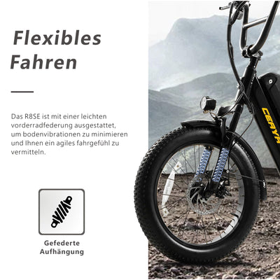 CEAYA Elektrofahrrad 20 Zoll Pedelec Aluminium Ebike Herren Damen Fat E Bike Elektro City Fahrräder mit Akku 15Ah, 3.0" Fat Tires,Gabelfederung,LED-Lichter,7 Gang