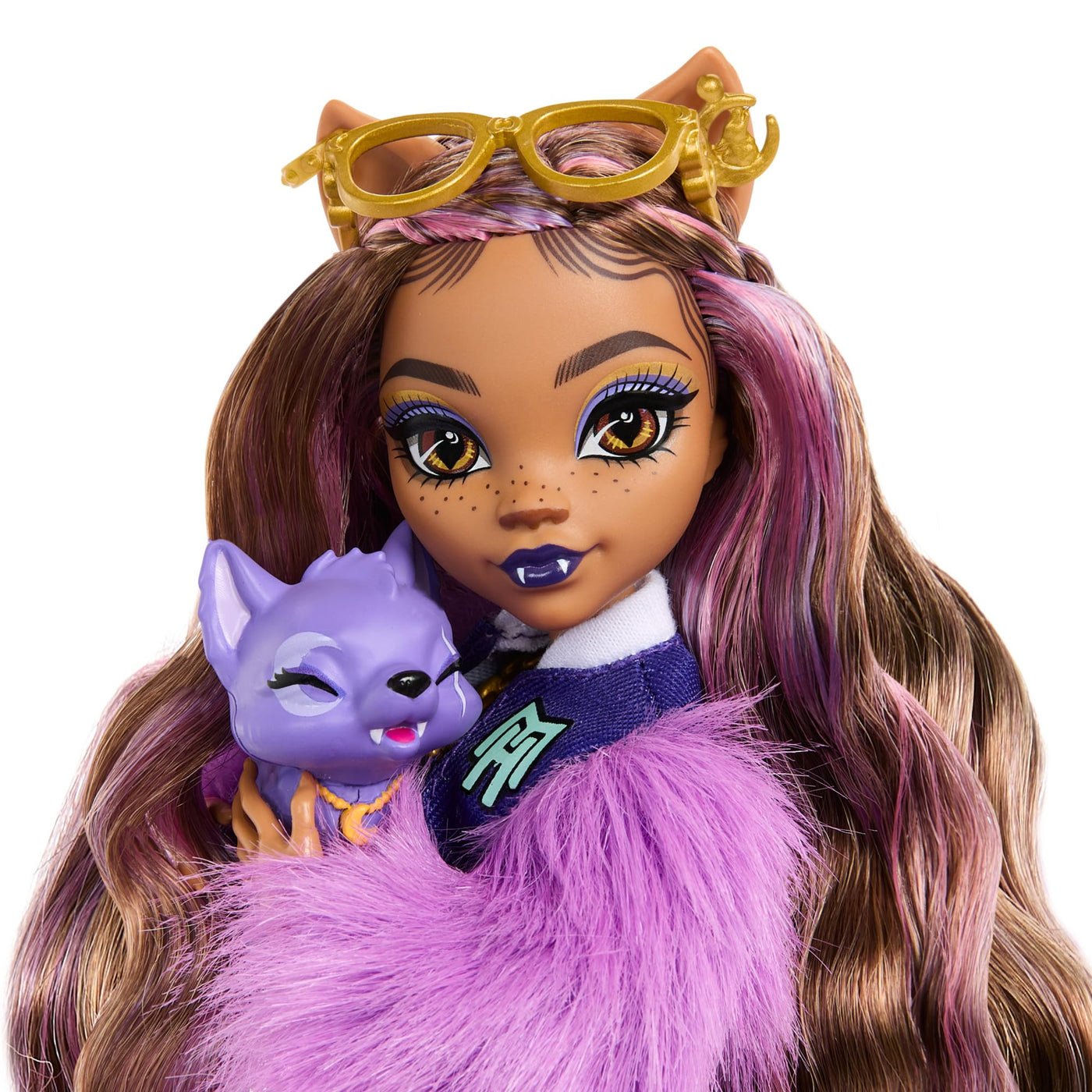 Monster High Clawdeen Wolf-Puppe mit Hund Crescent und Accessoires wie Rucksack, Kalender, Snacks und mehr, HRP65