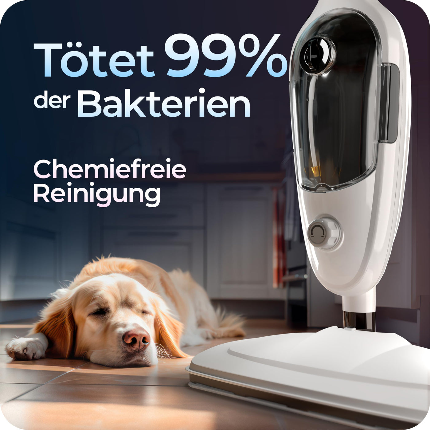 Avalla T-9 Dampfreiniger Boden, Dampfreiniger für alle mit doppelter Reinigungsleistung, Bodenwischer Elektrisch mit Handlichen Kombi-Reinigungsmodus, Ideal als Teppich Reinigungsgerät, Weiß