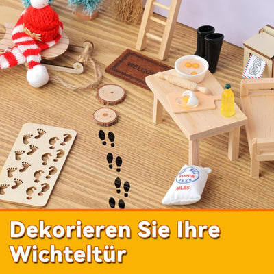 2 Stück Wichtel Stempel Schuhabdruck, Wichtel Zubehör Wichtel Fußabdruck, Mini Stempel Füßchen für Miniatur Puppenhaus Dekor, Wichtelzubehör Wichtel Fußabdruck Motiv Spuren im Schnee 12