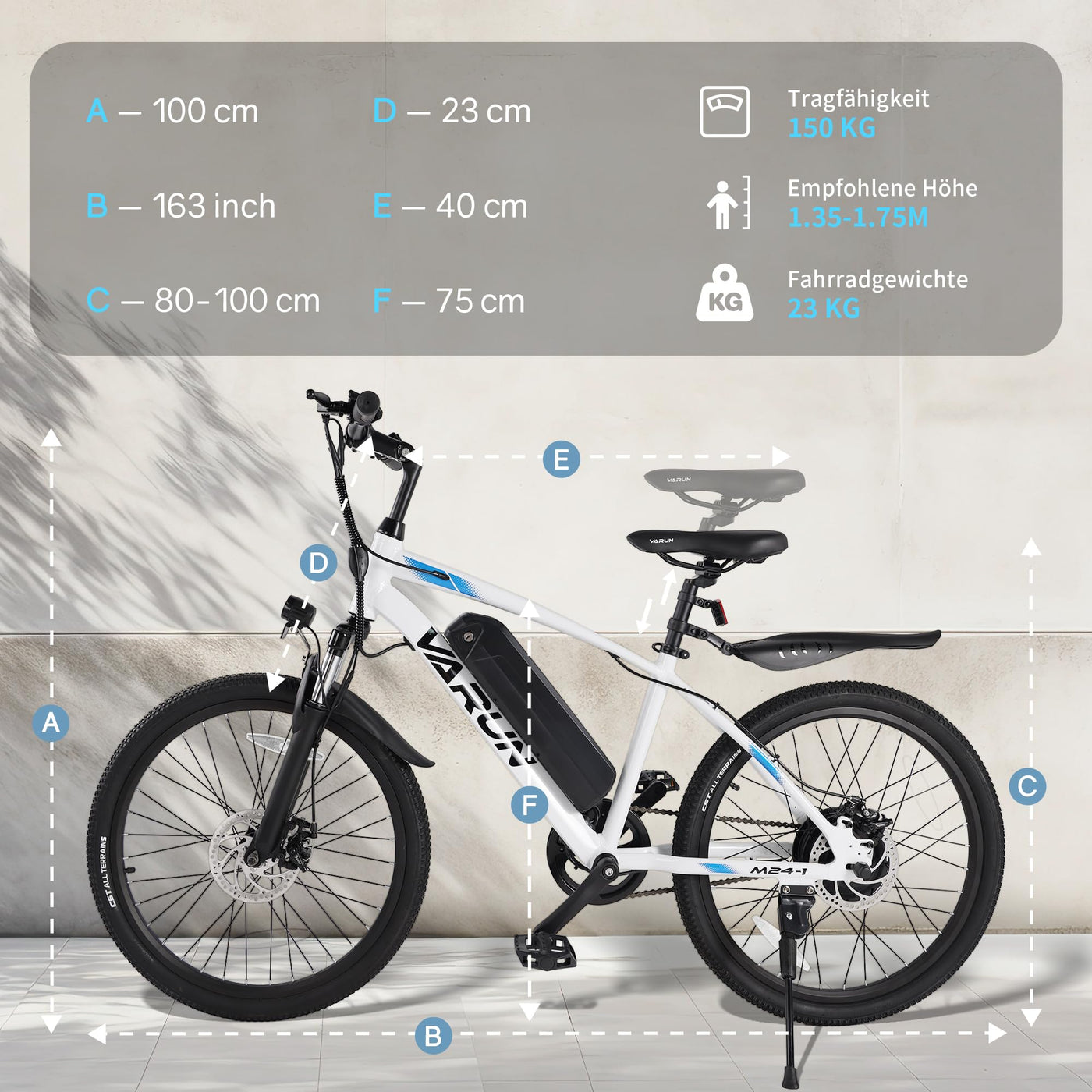 VARUN Elektrofahrrad 24 Zoll, Herren und Damen E-Bike mit 36V 7.8Ah herausnehmbarem Li-Ion Akku mit 250W Motor, Aluminiumlegierung Elektrofahrrad für Outdoor Touren 70KM