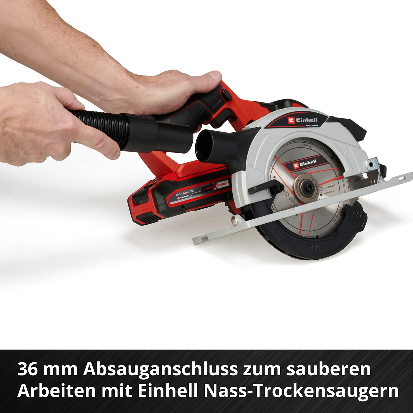 Einhell Akku-Handkreissäge TE-CS 18/165-1 Li-Solo Power X-Change (18 V, Li-Ion, Ø165 x Ø20 mm Sägeblatt, werkzeuglose Einstellung bei Schnitttiefe + Neigungswinkel, ohne Akku und Ladegerät)
